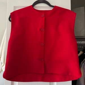 Zara BUTTONED VEST TOP ZW COLLECTION BRIGHT RED
